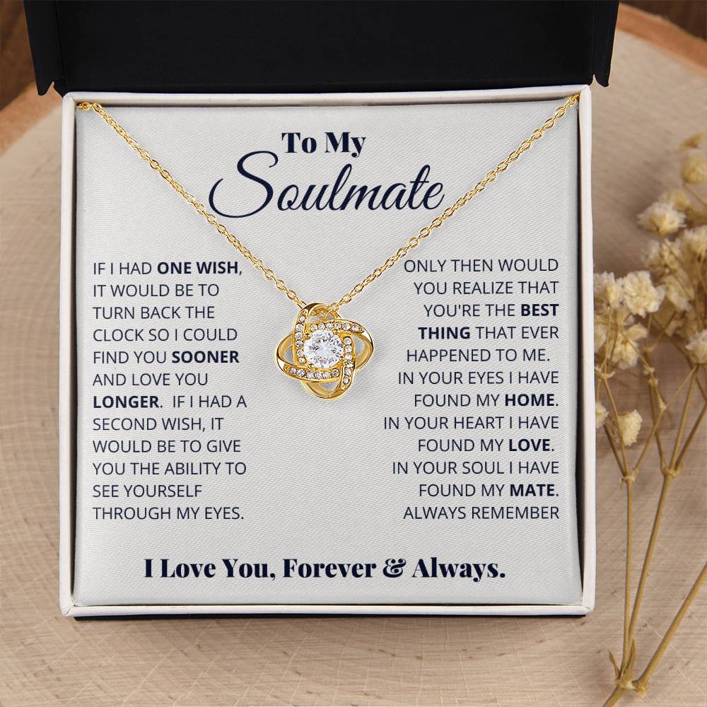 Soulmate Necklace Gift - Romantic Jewelry for Valentine’s Day & Sweet Surprise Gifting - Love Knot Necklace