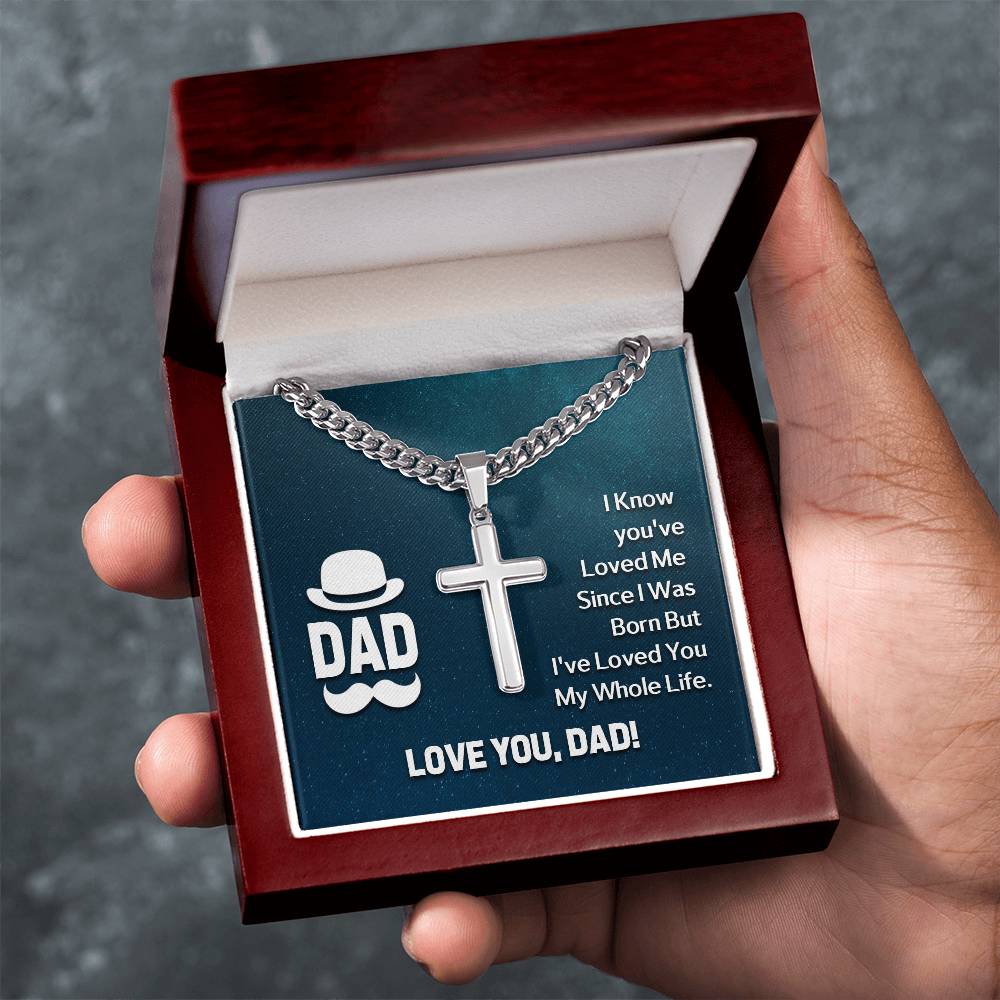 Dad - I know Artisan Cross with Cuban Link Chain Gift for Dad