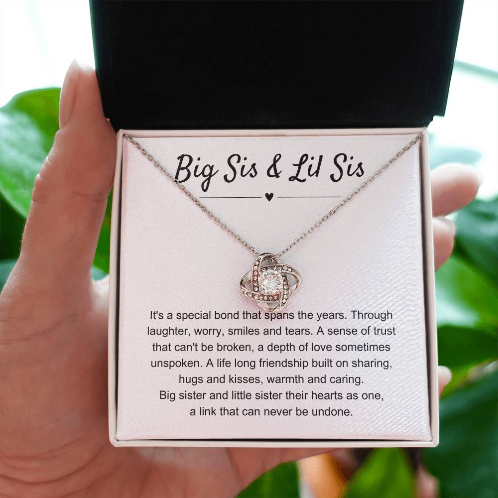 Big Sis & Lil Sis Gift - It's a special bond that spans the years - Gift for Sisters - Love Knot Necklace
