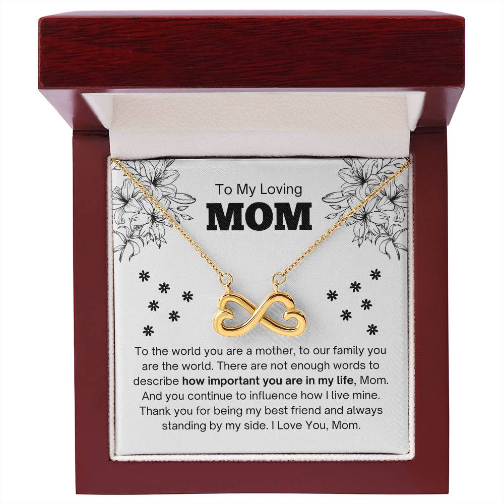 To My Loving Mom - Special Gift for Mother - To our family you are the world - Endless Love Necklace