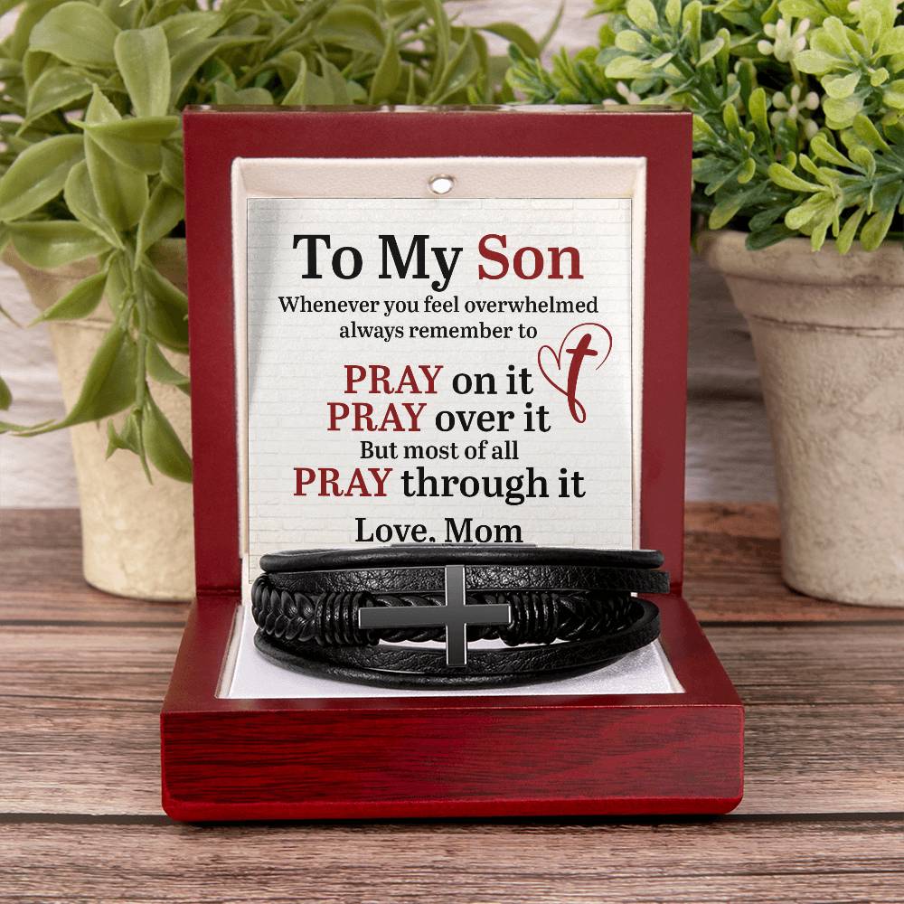 Gift for Son from Mother – Graduation, Christmas – Men’s Cross Bracelet