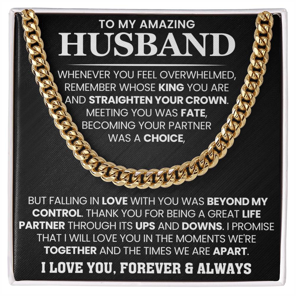 To My Husband – Cuban Link Chain – Anniversary & Birthday Gift from Wife