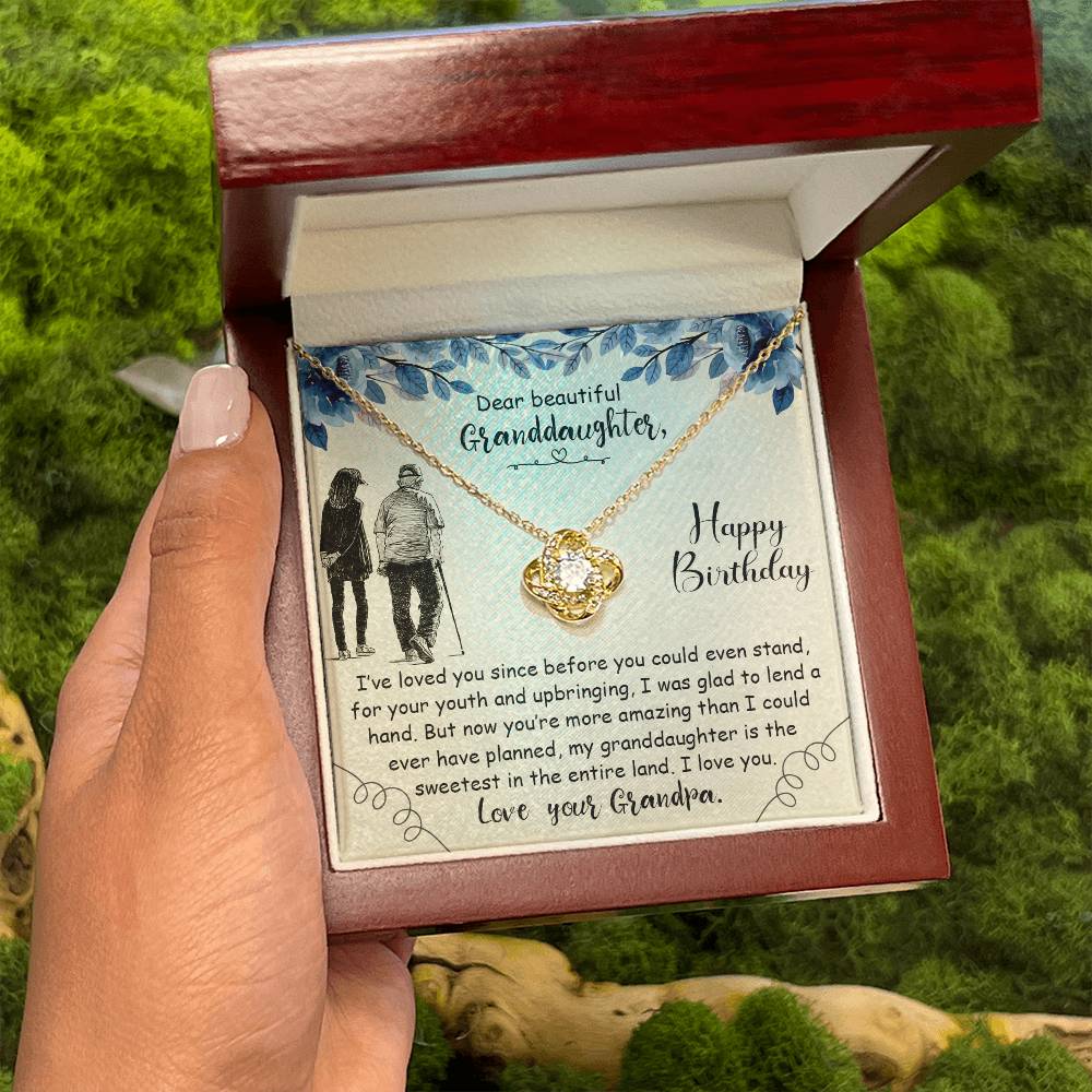 To My Granddaughter Necklace – Birthday Granddaughter Jewelry from Grandpa – Love Knot Necklace