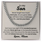 Son Necklace Gift from Mom, Birthday, Graduation & Christmas Jewelry - Cuban Link Chain