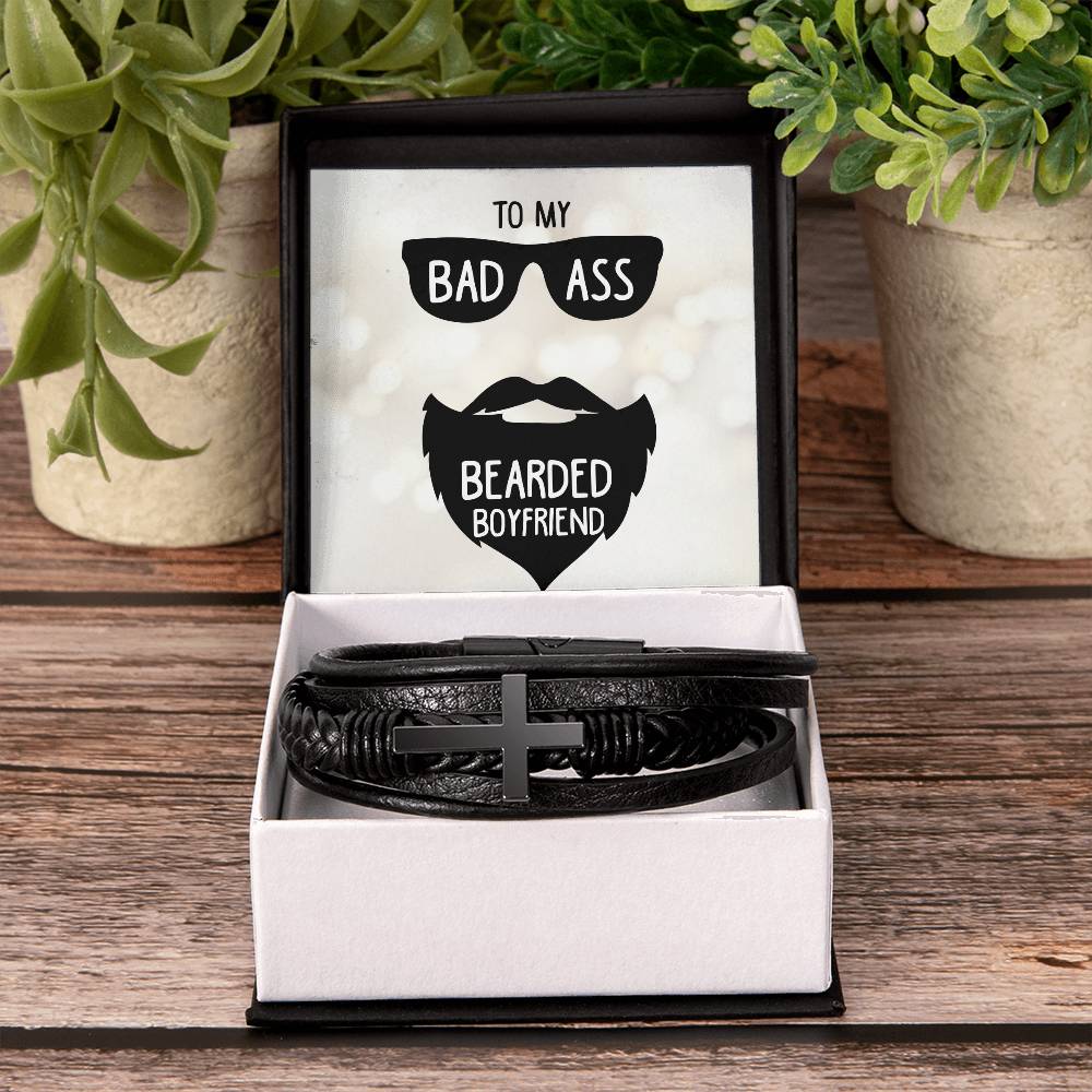 To My Bearded Boyfriend - Men's Cross Bracelet