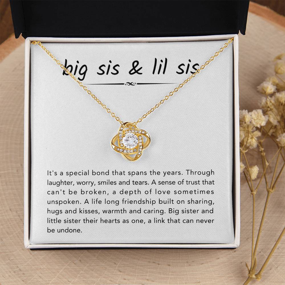 Big Sister & Little Sister Necklace - It's a special bond that spans the years - Gift for Sister - Love Knot Necklace