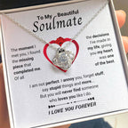 To My Beautiful Soulmate Necklace - Soulmate Gift for Her for Holiday Celebrations & Romance - Love Knot Necklace