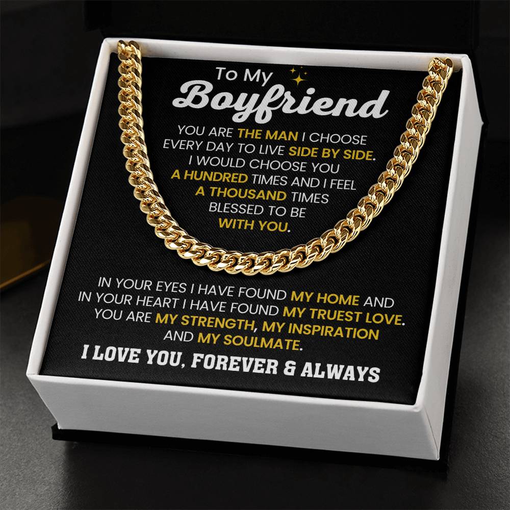 Boyfriend Jewelry Gift from Girlfriend - Cuban Link Chain - Anniversary & Valentine's Day Gift