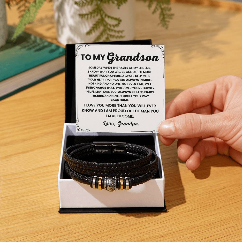 To My Grandson – Graduation, Birthday, Holiday Gift from Grandpa – Love You Forever Bracelet