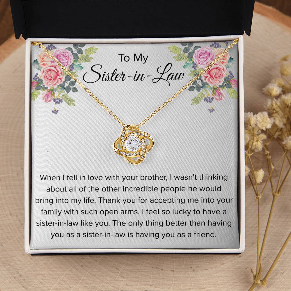 To My Sister In Law Necklace - Gift for Bonus Sister - Love Knot Necklace