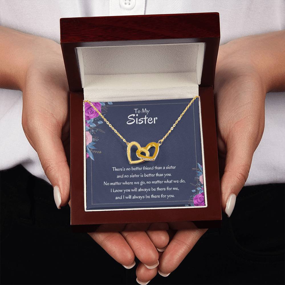 Heartfelt Sister Gift - There's no better friend than a sister - Interlocking Hearts Necklace