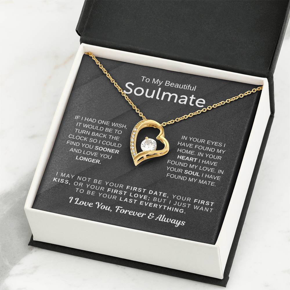 To My Beautiful Soulmate Necklace - Romantic Gift for Her for Christmas & Love Celebrations - Forever Love Necklace