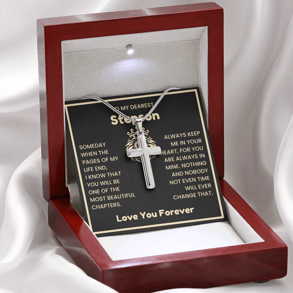 To My Dearest Son Necklace - Gift for Son - Always keep me in your heart - Artisan Cross Necklace