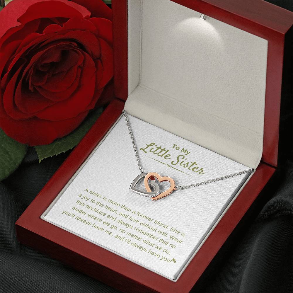 To My Little Sister - A sister is more than a forever friend - Little Sister Gift - Interlocking Hearts Necklace