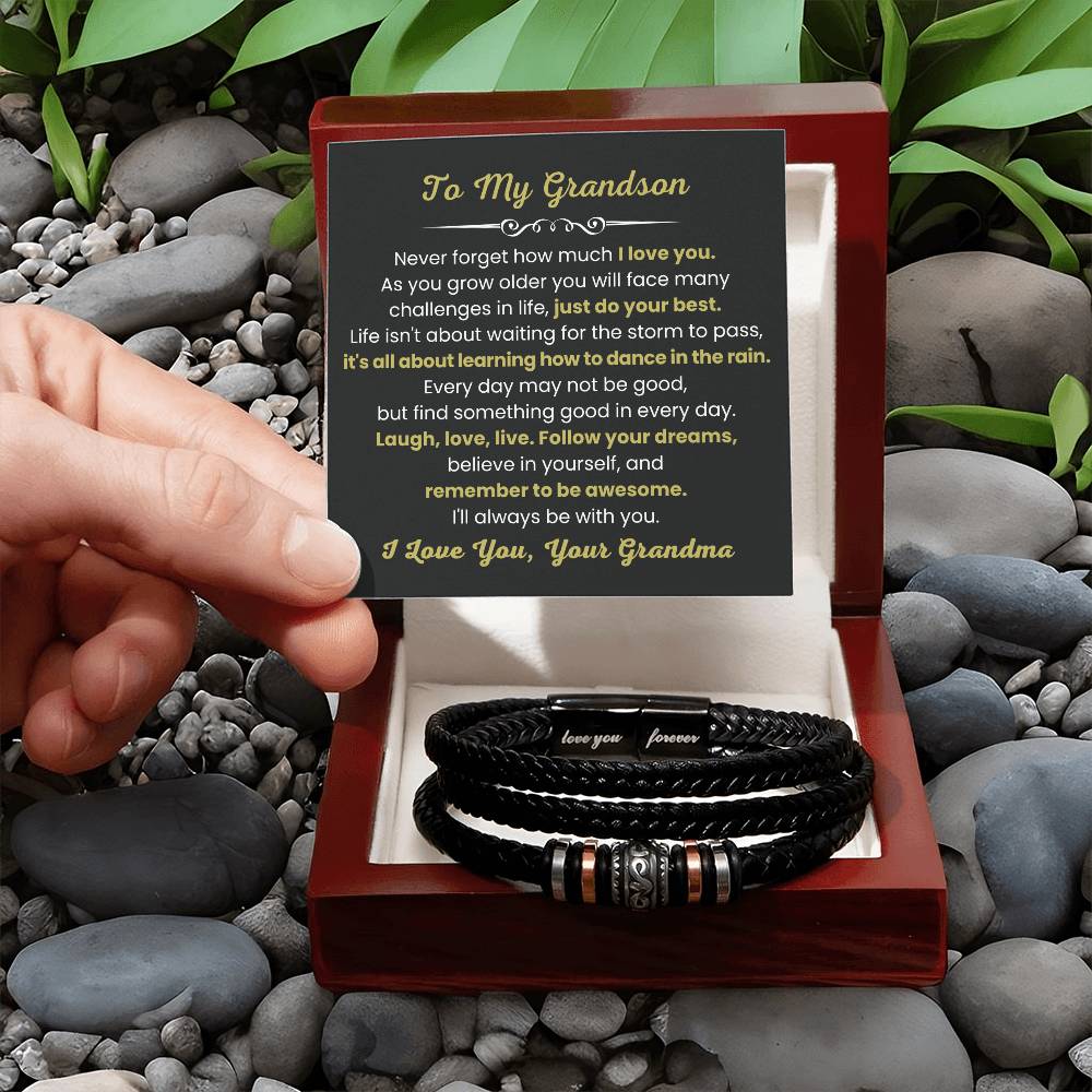To My Grandson Bracelet – Birthday, Graduation, Christmas Gift from Grandma – Love You Forever Bracelet