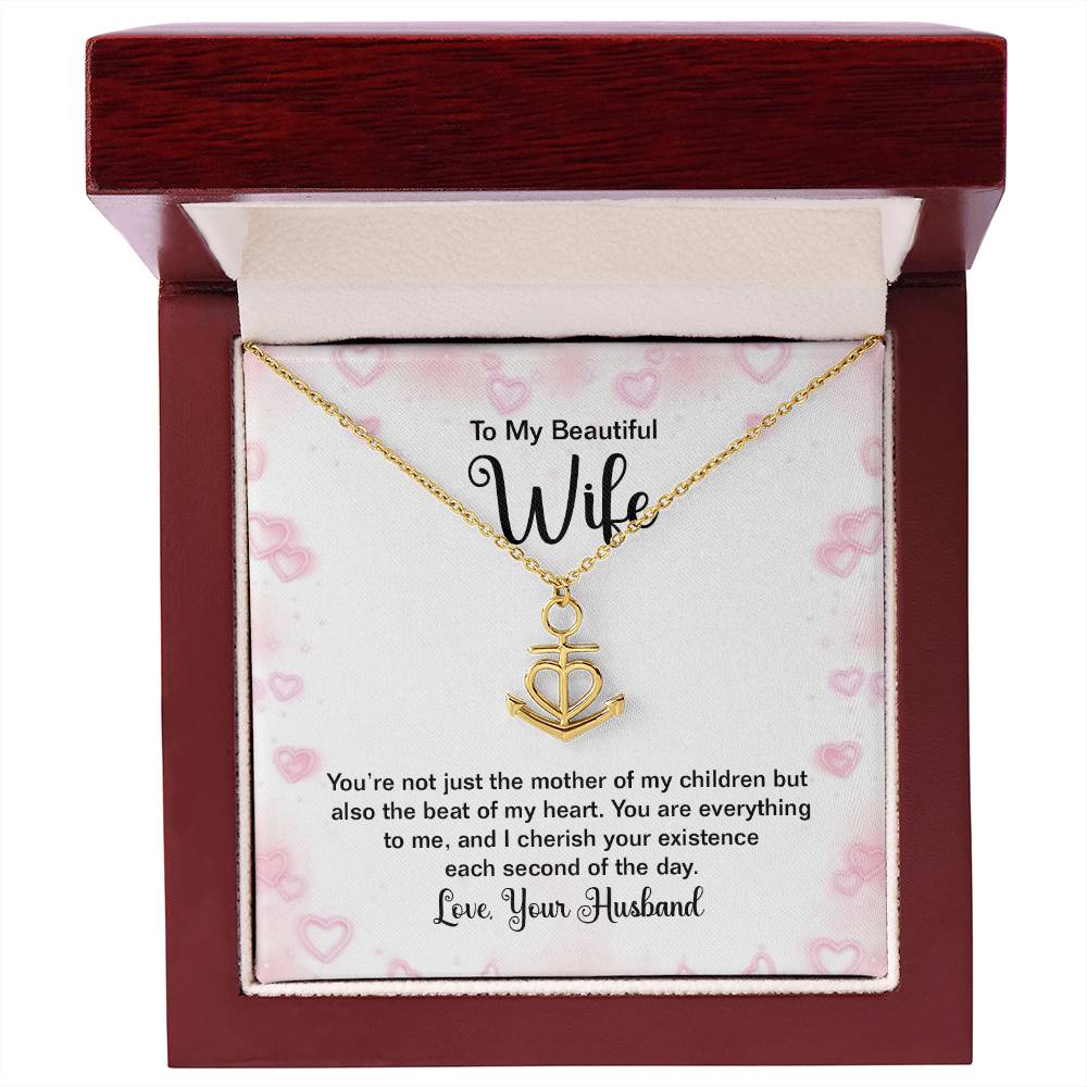 To My Wife Necklace - Meaningful Love Gift for Wife from Husband for Valentine’s Day, Christmas & Anniversaries - Anchor Pendant Necklace
