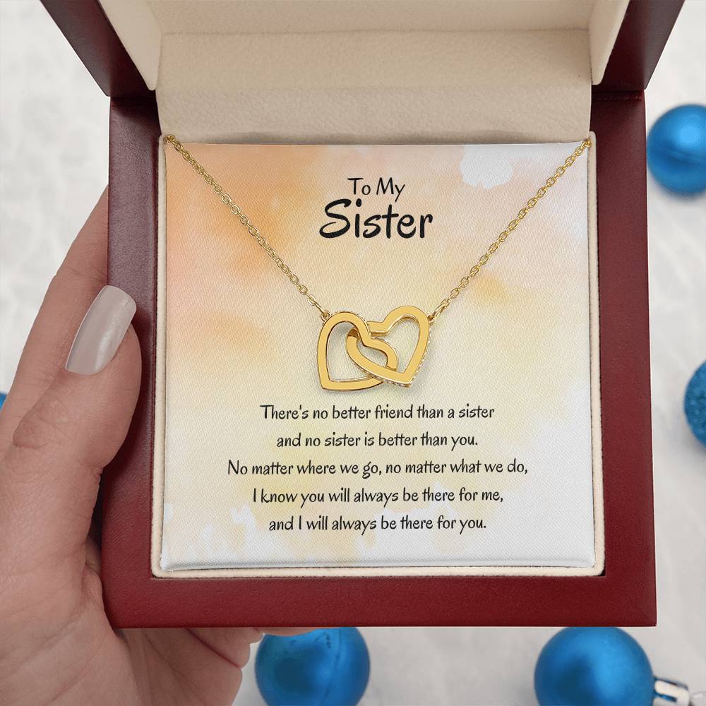 Gift for Sister - There's no better friend than a sister - Interlocking Hearts Necklace