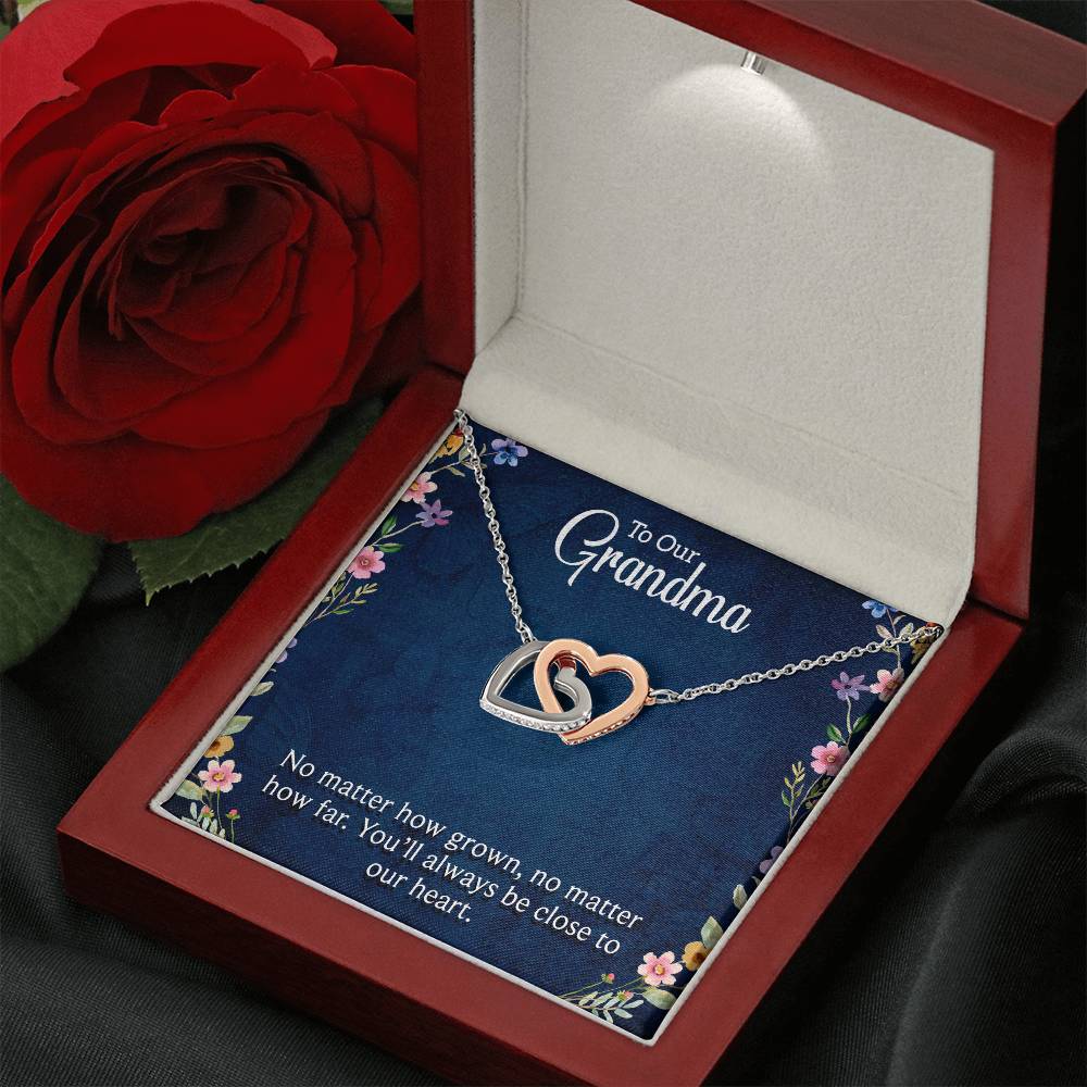 To Our Grandma - You will always be close to our heart - Gift for Grandmother - Interlocking Hearts Necklace