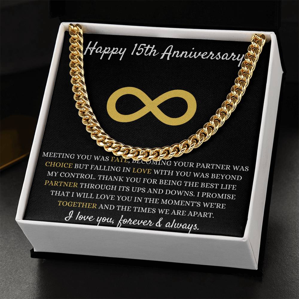15 Year Anniversary Necklace for Him, Stylish Gift to Celebrate Fifteen Years of Love, Heartfelt Keepsake for Special Memories