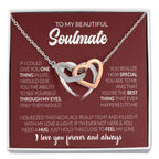 To My Beautiful Soulmate Necklace - Soulmate Gift for Her for Holiday Celebrations & Romance - Interlocking Hearts Necklace