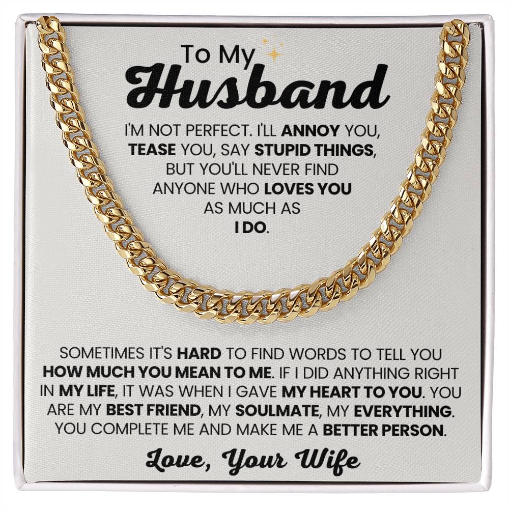 To My Husband Gift from Wife - I am not perfect - Christmas, Birthday & Valentine’s Day Gift for Him