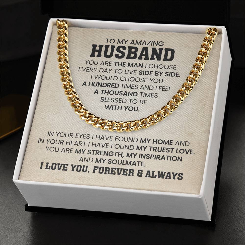 Cuban Link Chain for Him - You're the man I choose - Husband Birthday & Anniversary Gift from Wife