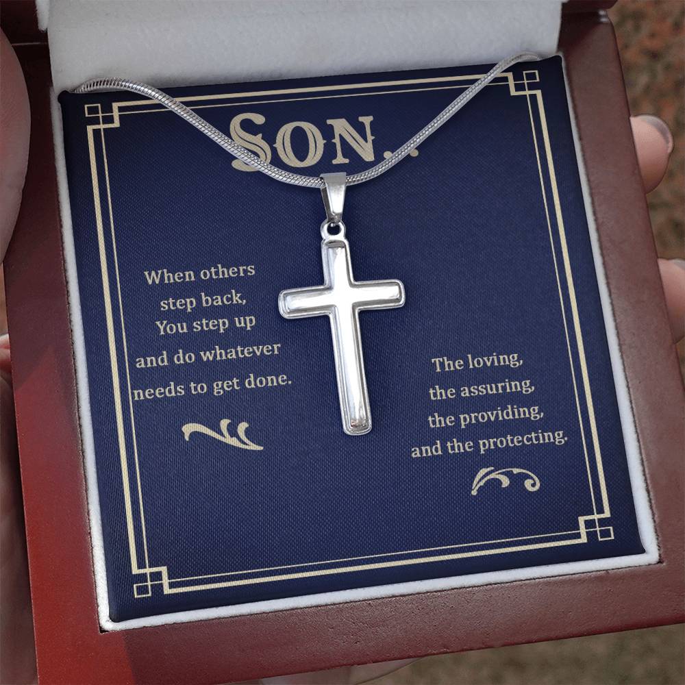 To My Son - Gift for Son - When others step back - Artisan Cross Necklace