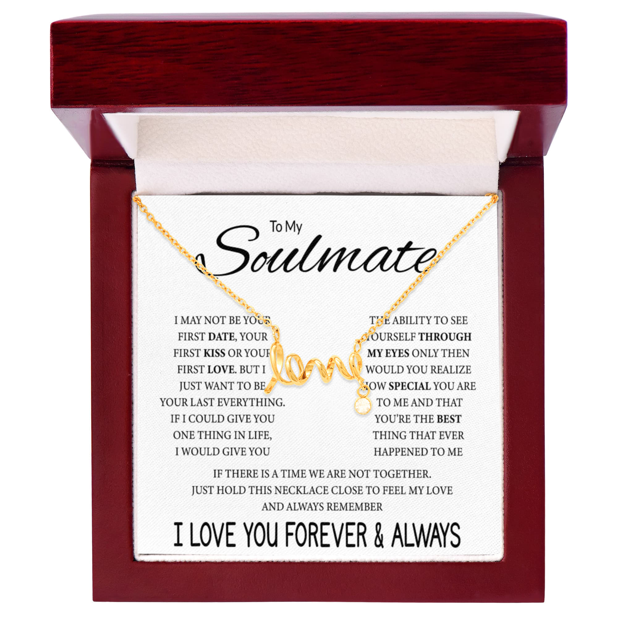 To My Soulmate Necklace - Sweet Soulmate Gift Idea for Valentine’s Day & Birthdays - Scripted Love Necklace