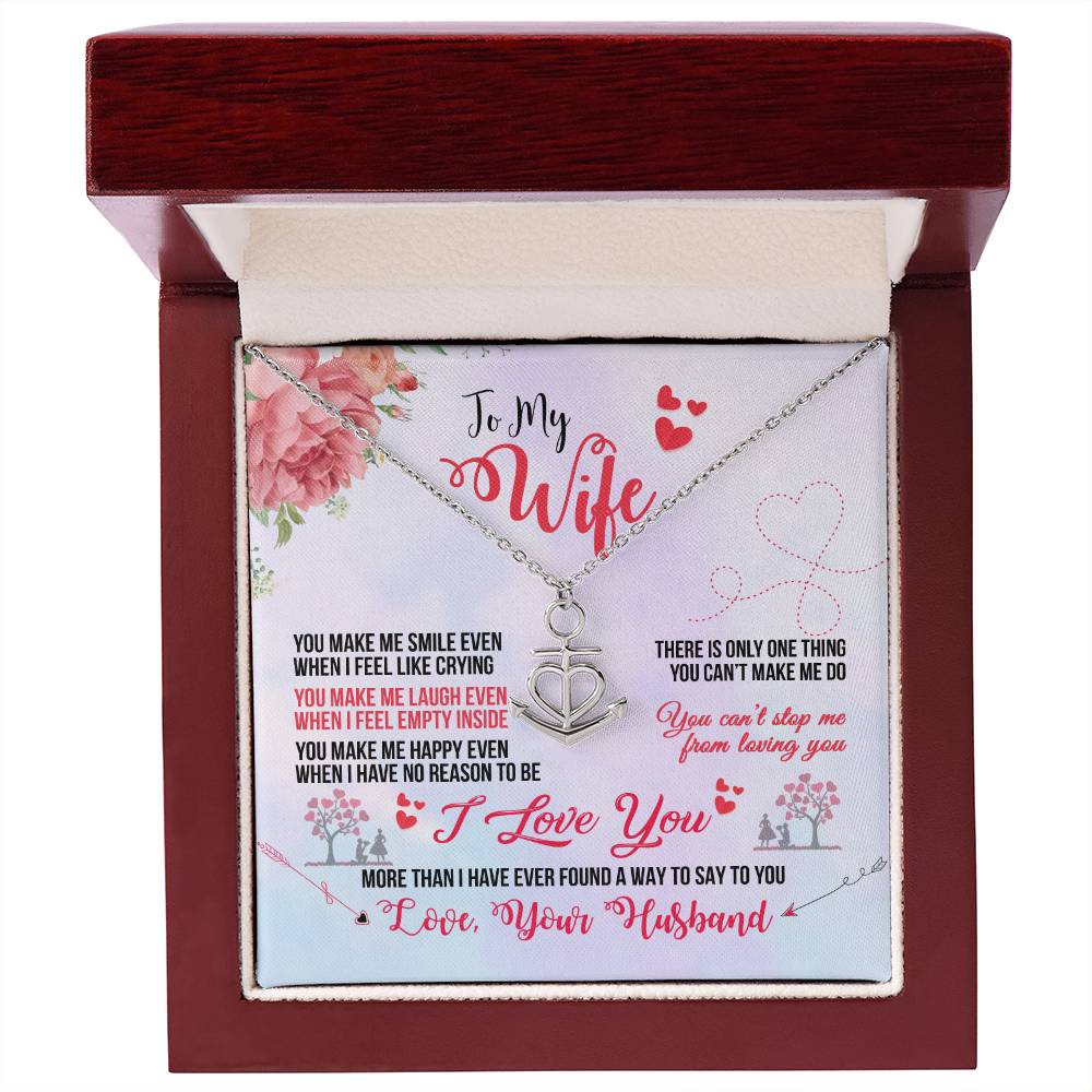 To My Wife Necklace - Romantic Jewelry Gift from Husband for Anniversary, Birthday & Valentine’s Day Surprise Moments - Anchor Pendant Necklace
