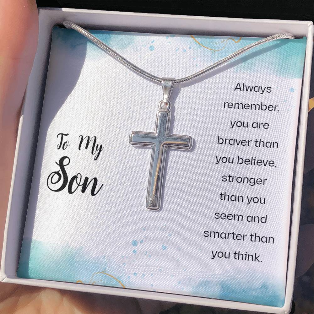 To My Son Necklace - Always Remember - Artisan Cross Necklace