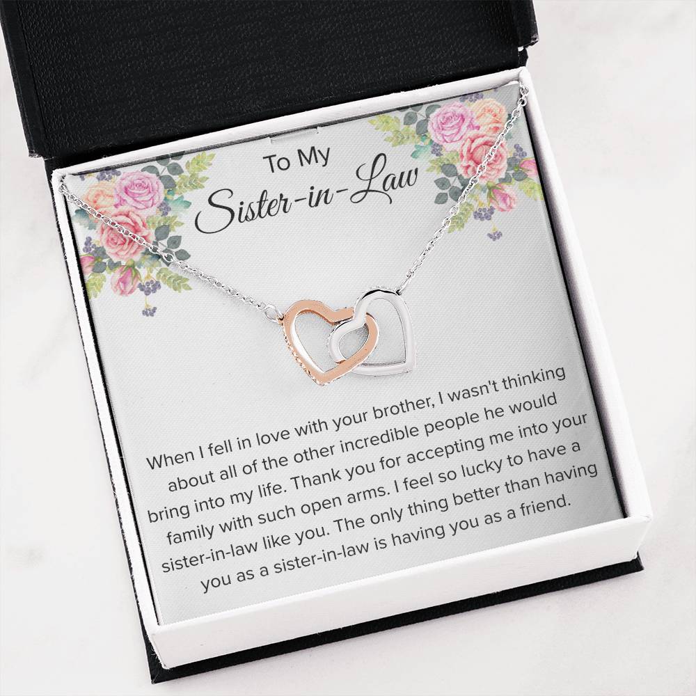 To My Sister In Law Necklace - Gift for Bonus Sister - Interlocking Hearts Necklace