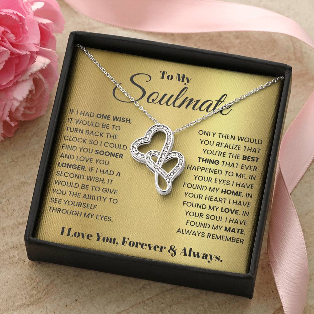 To My Soulmate Necklace - Romantic Gift for Special Occasions & Just Because Love - Heart-to-heart Pendant Necklace