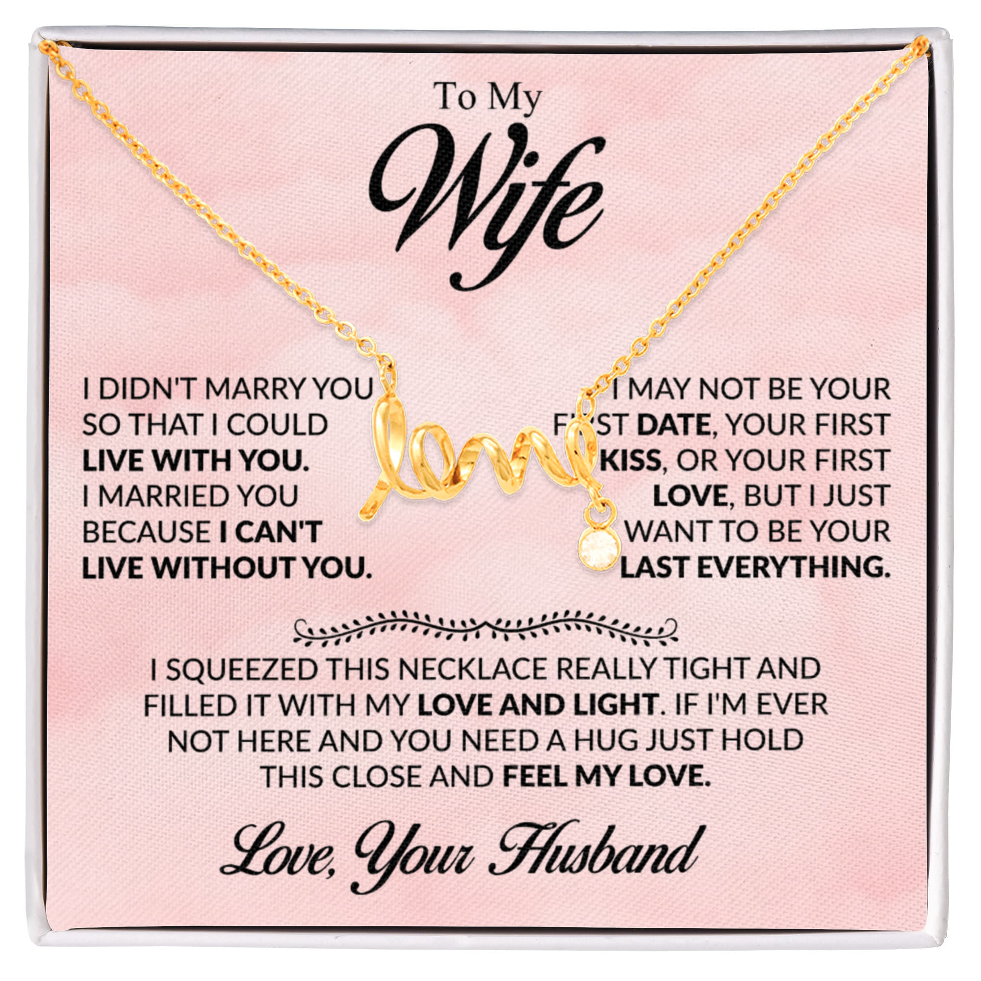 Wife Jewelry Gift from Husband - Sweet Romantic Gift for Valentine’s Day - Scripted Love Necklace
