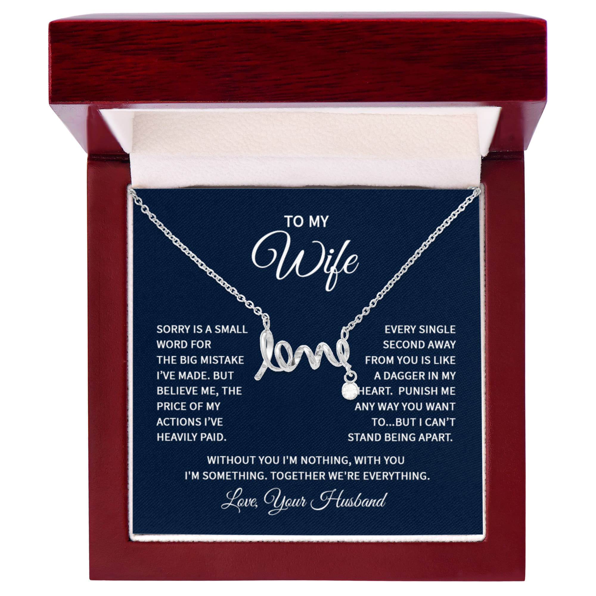 To My Wife Necklace - Best Romantic Gift for Wife - Scripted Love Necklace