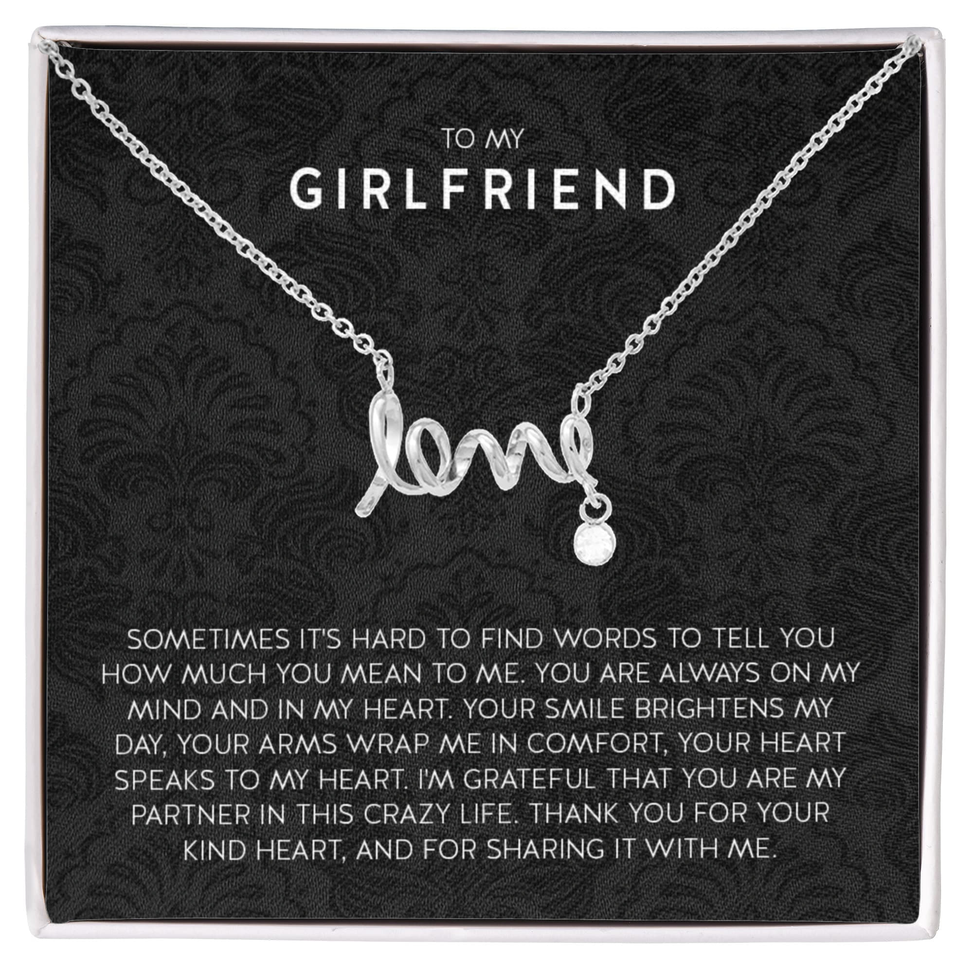 To My Girlfriend Necklace - Romantic Jewelry Gift for Christmas, Valentine’s Day & Surprises - Scripted Love Necklace