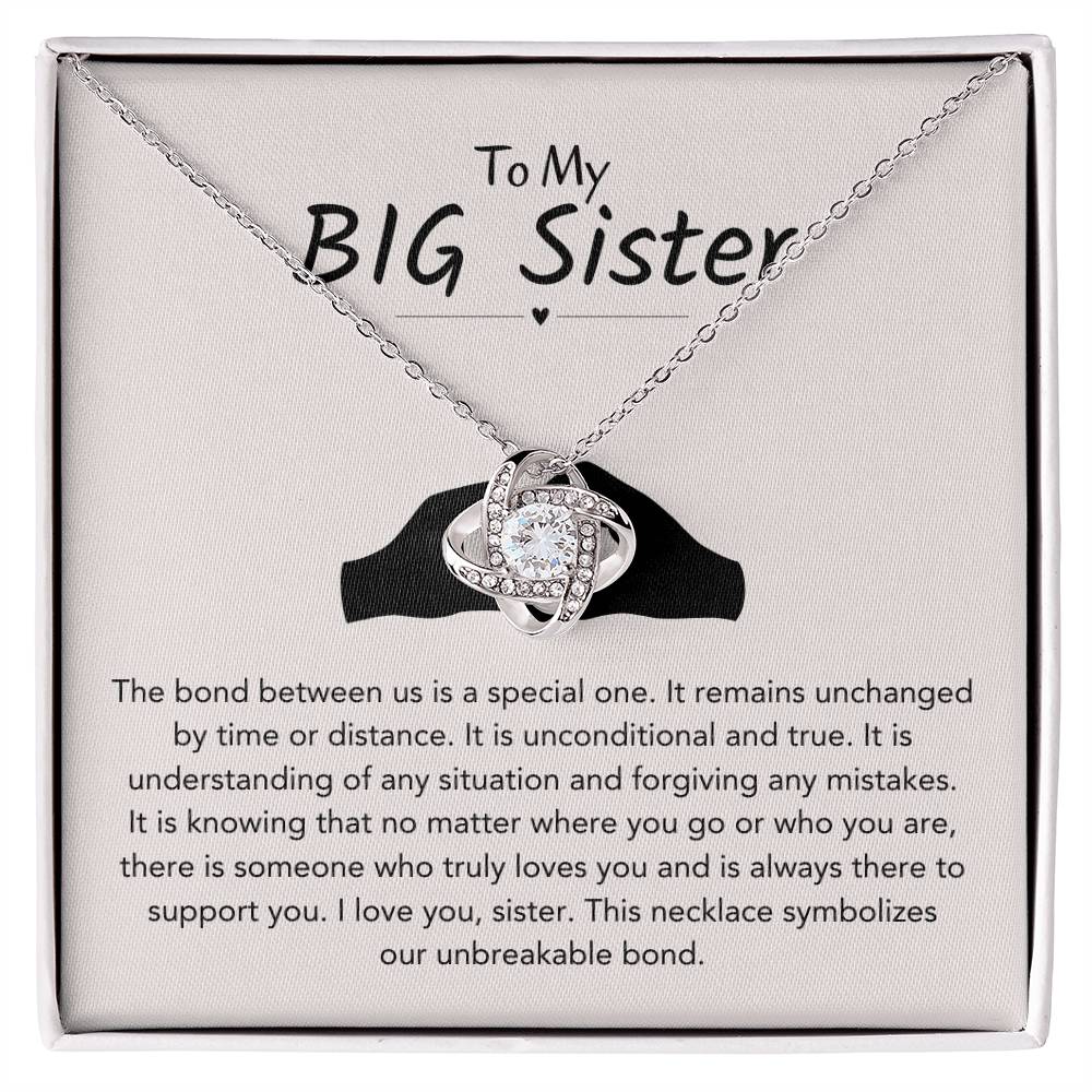 To My Big Sister Necklace - The bond between us is a special one - Gift for Big Sister - Love Knot Necklace