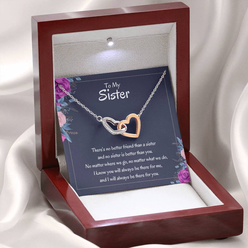 Heartfelt Sister Gift - There's no better friend than a sister - Interlocking Hearts Necklace