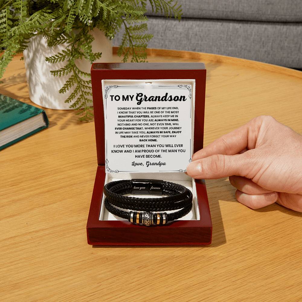 To My Grandson – Graduation, Birthday, Holiday Gift from Grandpa – Love You Forever Bracelet