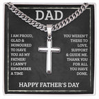 Dad - I'm proud - Artisan Cross with Cuban Link Chain - Father's Day Gift