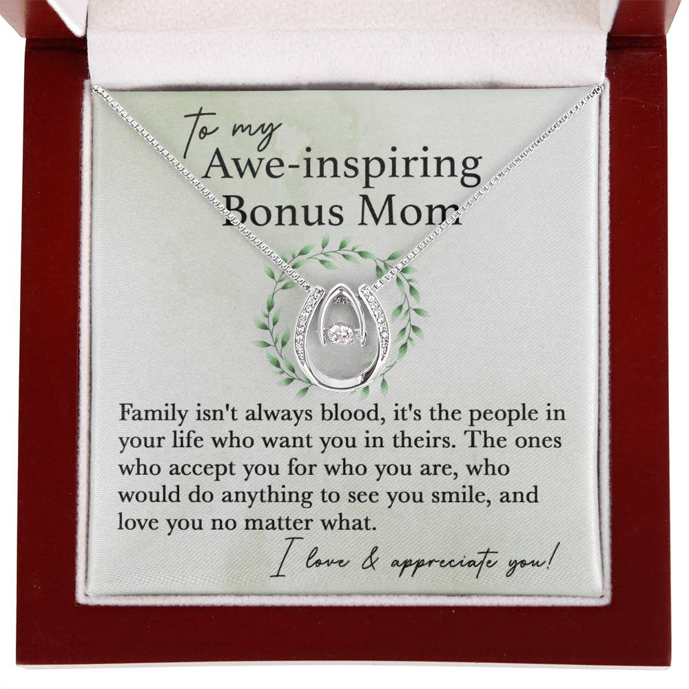 To My Bonus Mom - I Love & Appreciate You - Lucky In Love Necklace - Best Gift For Bonus Mom