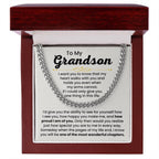 To My Grandson Necklace – Holiday Gift for Grandson Graduation – Cuban Link Chain