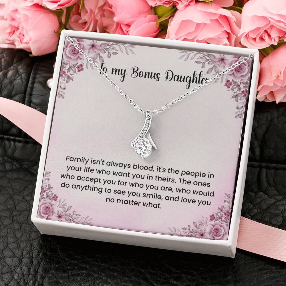 To My Bonus Daughter Necklace - Alluring Beauty Necklace - Gift for Bonus Daughter