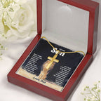 To My Son Necklace - Gift for Son from Dad - Never forget that I love you - Artisan Cross Necklace