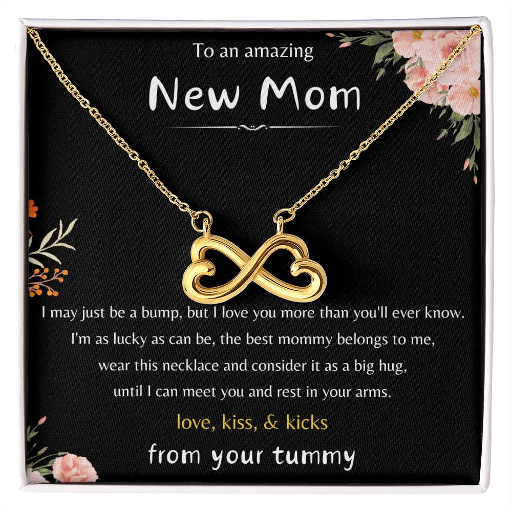 To An Amazing New Mom - Love Kiss & Kicks from Your Tummy- Endless Love Necklace - New Mom Gift