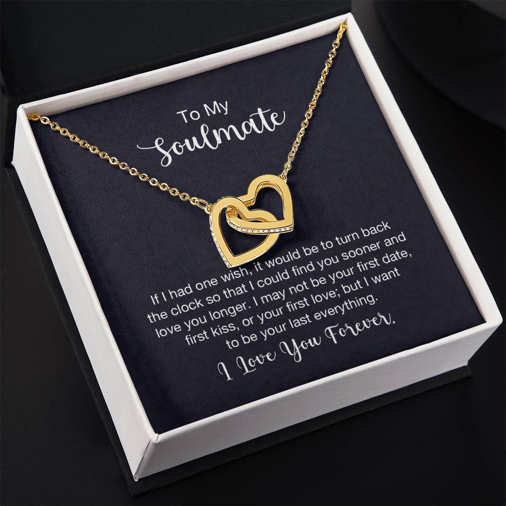 To My Soulmate Necklace - Long Distance Relationship Soulmate Gift for Romantic Occasions - Interlocking Hearts Necklace