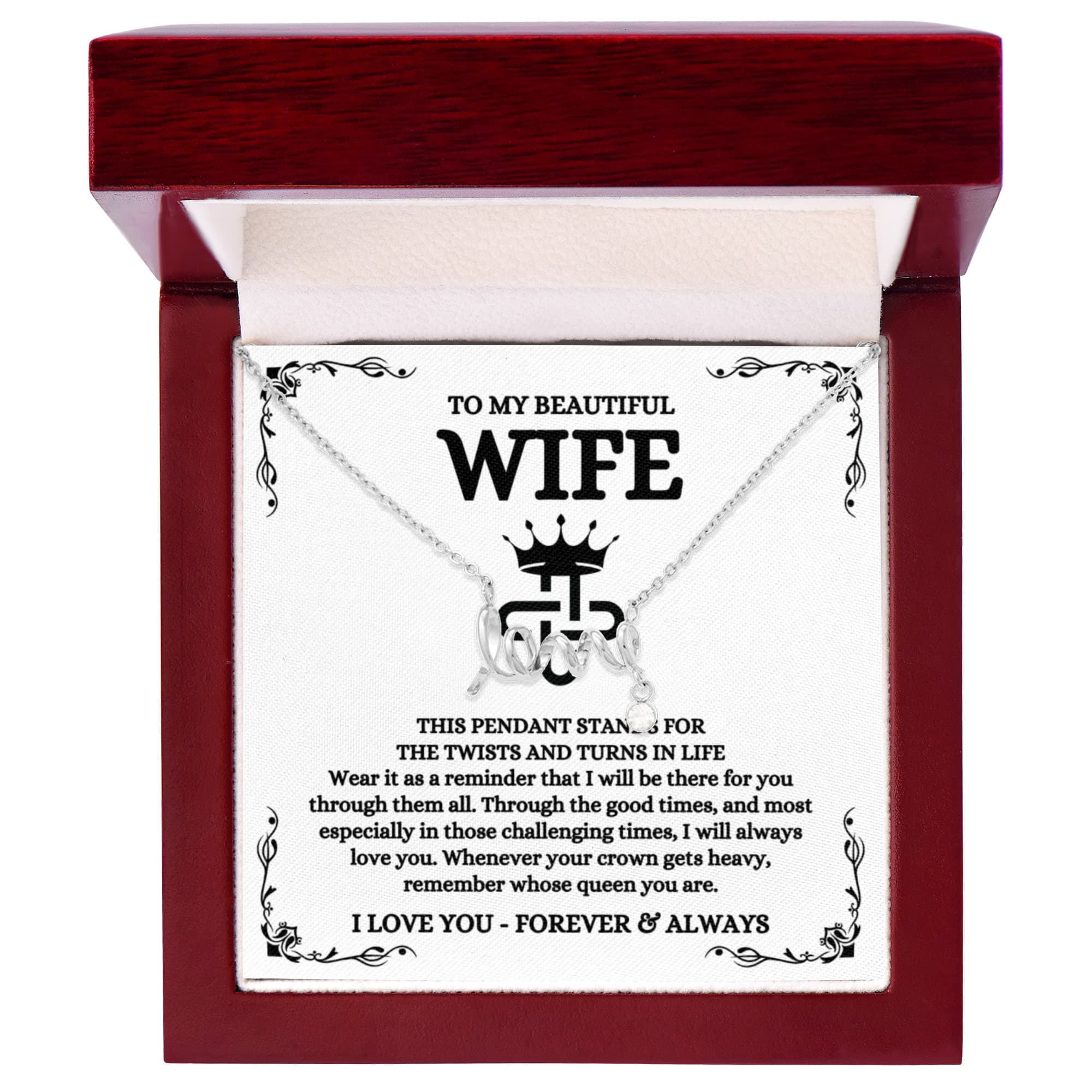 To My Wife Necklace - Romantic Birthday Gift from Husband - Scripted Love Necklace