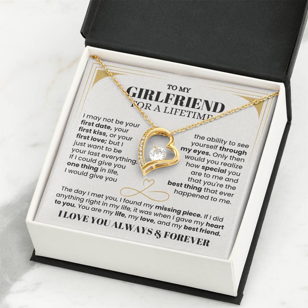 To My Girlfriend Necklace - Long Lasting Romantic Gift for Birthday, Sweet Surprises & Just Because Love - Forever Love Necklace
