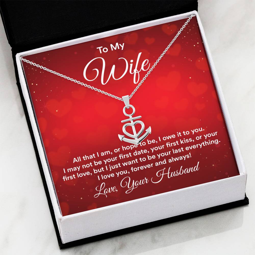To My Wife Necklace - Beautiful Gift from Husband, Perfect for Anniversary, Valentine’s Day & Holiday Celebrations - Anchor Pendant Necklace