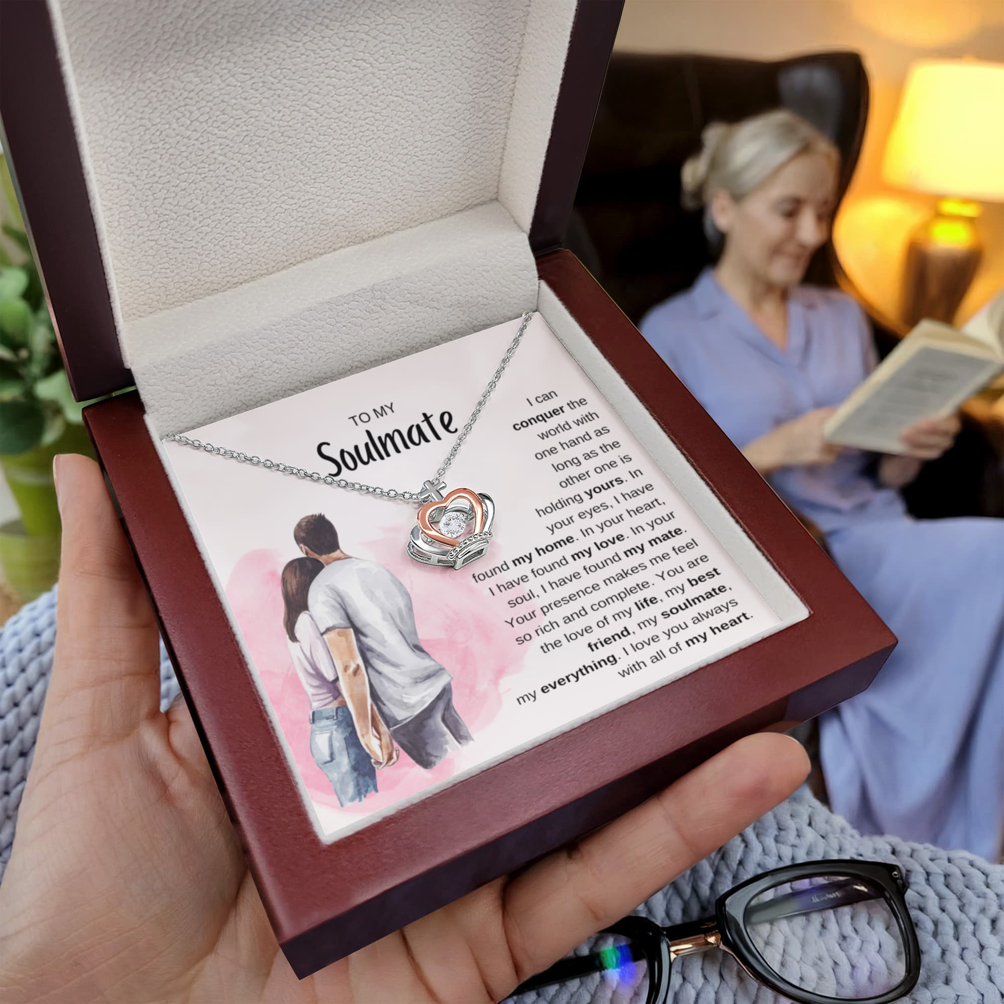 To My Soulmate Necklace - Best Soulmate Gift Idea for Valentine’s Day & Everyday Romance - Crown Pendant Necklace