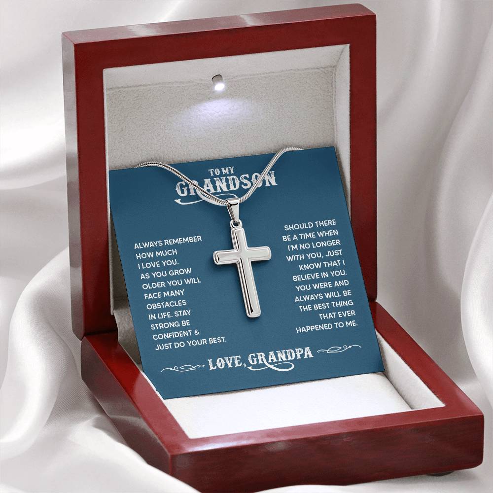 To My Grandson - Always remember how much I love you - Artisan Cross Necklace from Grandpa